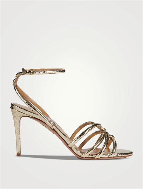 aquazzura moonlight metallic fabric block heel ankle-wrap pump|aquazzura designer sandals.